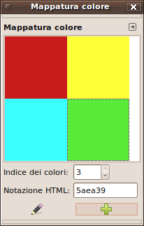 Un'immagine indicizzata di 6 colori e la sua finestra mappa colori