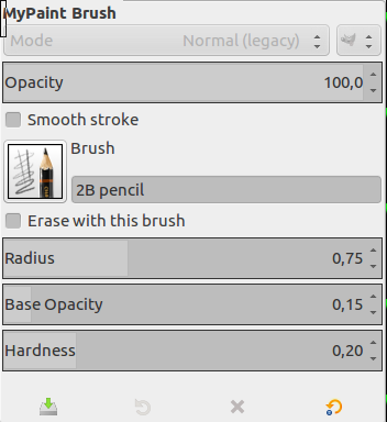 Opzioni dello strumento pennello MyPaint