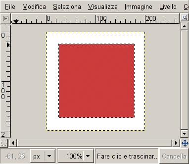 Selezione rettangolare riempita con il colore di primo piano