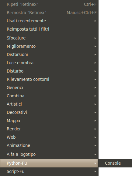 Il sottomenu «Script-Fu»