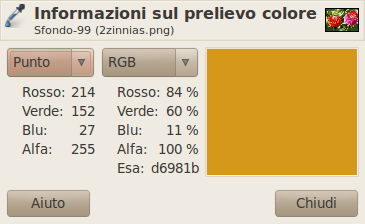 Finestra informazioni dello strumento «prelievo colore»