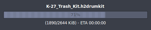 Widget with progress bar popping up during the download of a drumit.