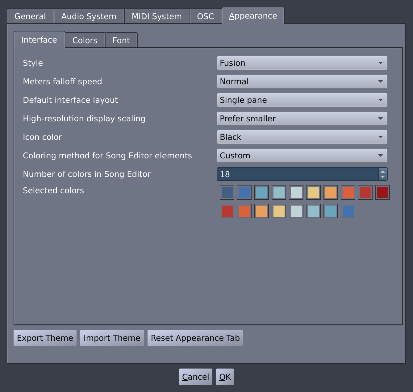 The Interface Tab