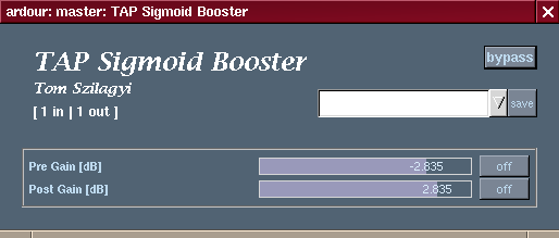 [TAP Sigmoid Booster GUI as shown in Ardour]
